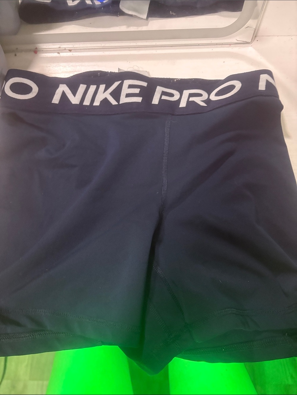 Nike Pro Navy Athletic Shorts with White Logo